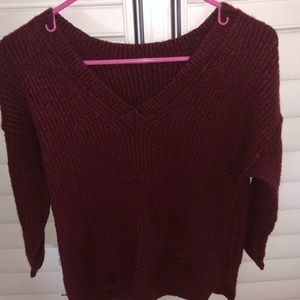 Red V-Neck Sweater
